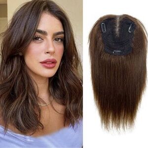 Human Hair Topper for Women 13X12cm Breathable Swiss Lace Base Hair Piece 10”